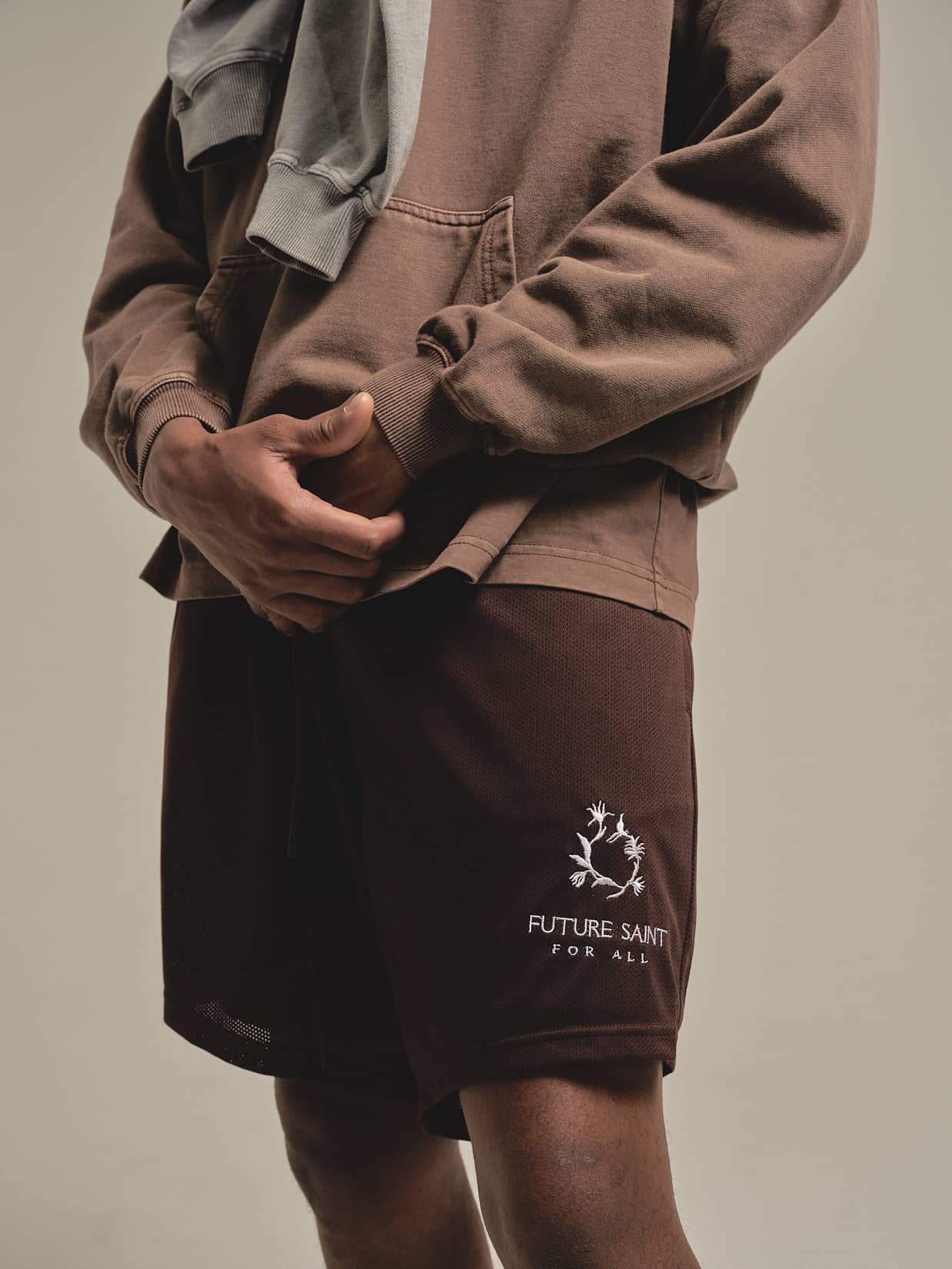 FOR ALL Brown Mesh Shorts