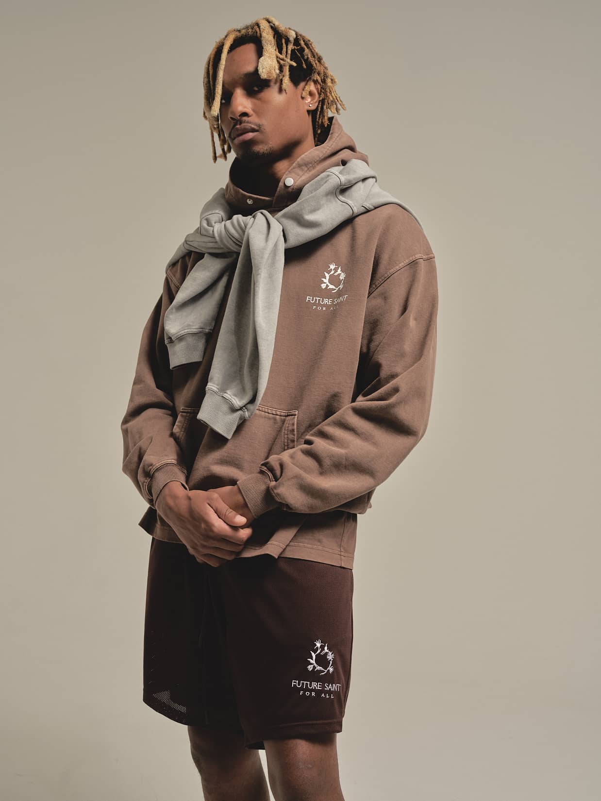 FOR ALL Brown Mesh Shorts